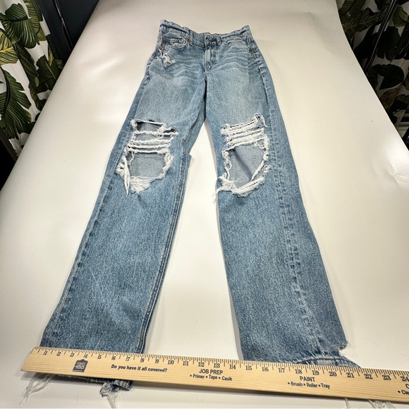 American Eagle Baggy Straight Distressed Jeans Highest Rise Size 4 - Picture 10 of 13